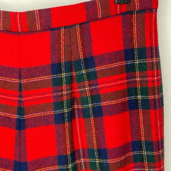 Vintage 70s Pendleton Women Sz S Red Tartan Plaid Wool Wide Leg High Rise Pants - Picture 3 of 12